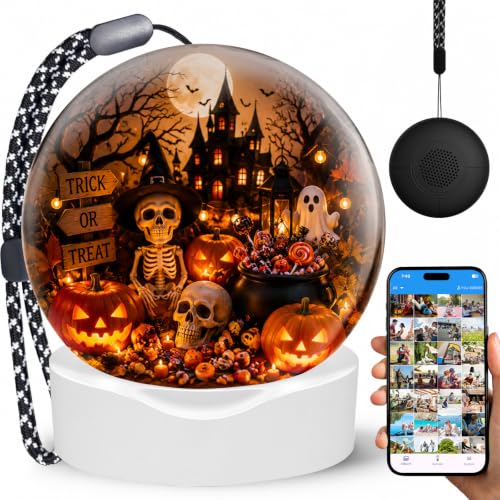 Memory Orb Video Player Crystal Ball Memory Sphere Upload Photos & Videos via App 8GB Storage 3D Floating Display Personalized Gifts for Couples Friends Family Birthday Christmas Home Dcor- Black