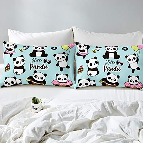 Loussiesd Panda Bedding Set For Kids-Cute Cartoon Giant Panda Bear Duvet Cover&Pillowcase-Luxury Microfiber Bedclothes Decor-2Pcs - Image 3