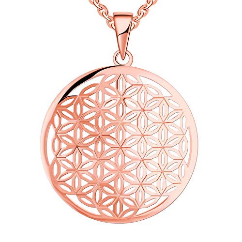Jo Wisdom Collar De Flor De La Vida De Plata De Ley 925 Mujer,Colgante Con Cadena Con Baño De Oro Rosa Jo Wisdom Collar De Flor De La Vida De Plata De Ley 925 Mujer,Colgante Con Cadena Con Baño De Oro Rosa