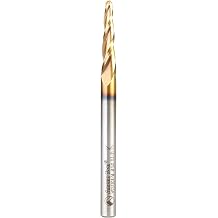 Amana Tool CNC 2D and 3D Carving Ball Nose Tapered Angle Router Bit HSS, ZrN Coated, HSS1304-M, 3.5 Deg 3mm D x 1.5mm R x 6mm S x 76mm L x 3 F