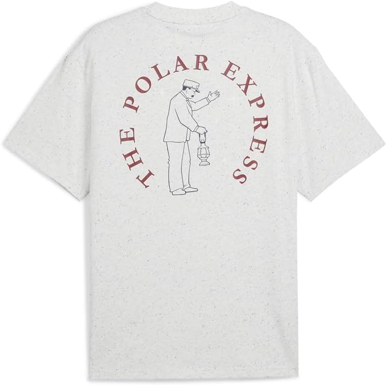PUMA Mens Polar Express Hoops Graphic Crew Neck Short Sleeve Casual Tops Casual - White - Size XL