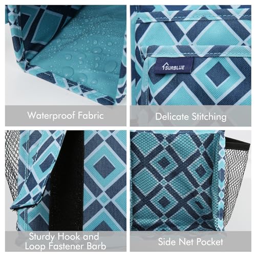 Image of Surblue Bedside Caddy Hanging Organizer Storage Bag for Bunk and Hospital Beds, College Dorm Rooms, Baby Bed Rails, Camp (8 Pockets), Blue Plaid