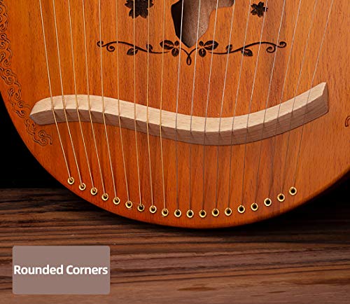 Draagbare kleine harp, harp 19 lir, snaarinstrument, metaalsnaar mahonie snaarinstrument, lire, gemakkelijk te gebruiken, met stemsleutel en touwen, enz., B - Image 5