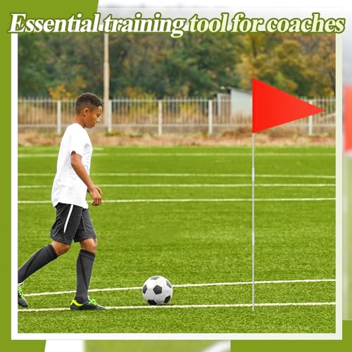 Fanfanwin 10 Pcs Soccer Corner Flags 70 Inch Portable Training Agility Poles Fiberglass Flag Pole for Outdoor Grass Fields Soccer Training - Thumbnail 2