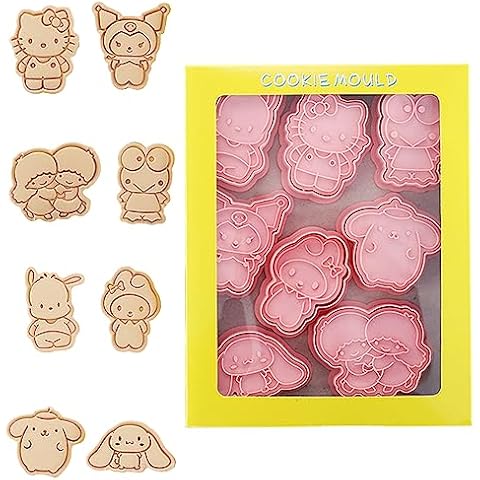 8 Pcs Cute Cookie Cutters Kitty Cartoon Embossed Cookie Stamps Melody Cat Kawaii Cuter Set Cookie Cutter for Cake Kids Teens Birthday Party Decorations Funny Gifts（A） Cover