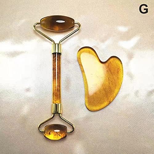 Sharvgun Handmade Facial Massage Roller Guasha Scraping Board Set Double Heads Jade Stone Face Lift Body Slim Neck Thin Lift Massage Tool