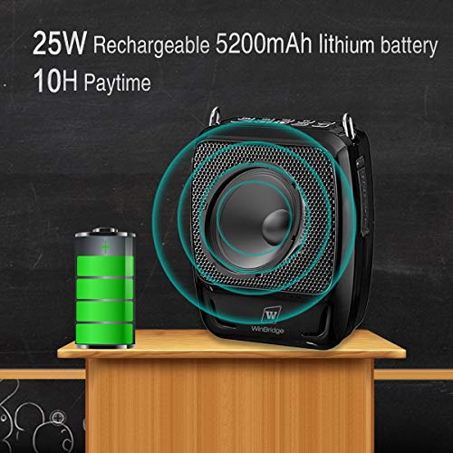 Wireless Portable PA System Microphone and Speaker Set- 25W Rechargeable Bluetooth Voice Amplifier Loudspeaker with Headset/Handheld Mic, Mini Karaoke Machine Amp for Classroom/Teachers ect - Thumbnail 7