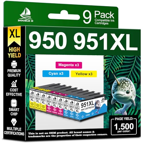 Cartuchos de tinta 951XL compatibles con HP 951XL para HP OfficeJet Pro 251dw 276dw 8100 8600 8610 8620 8615 8625 8630 Series (3 cian, 3 magenta, 3 amarillos, 9 unidades)