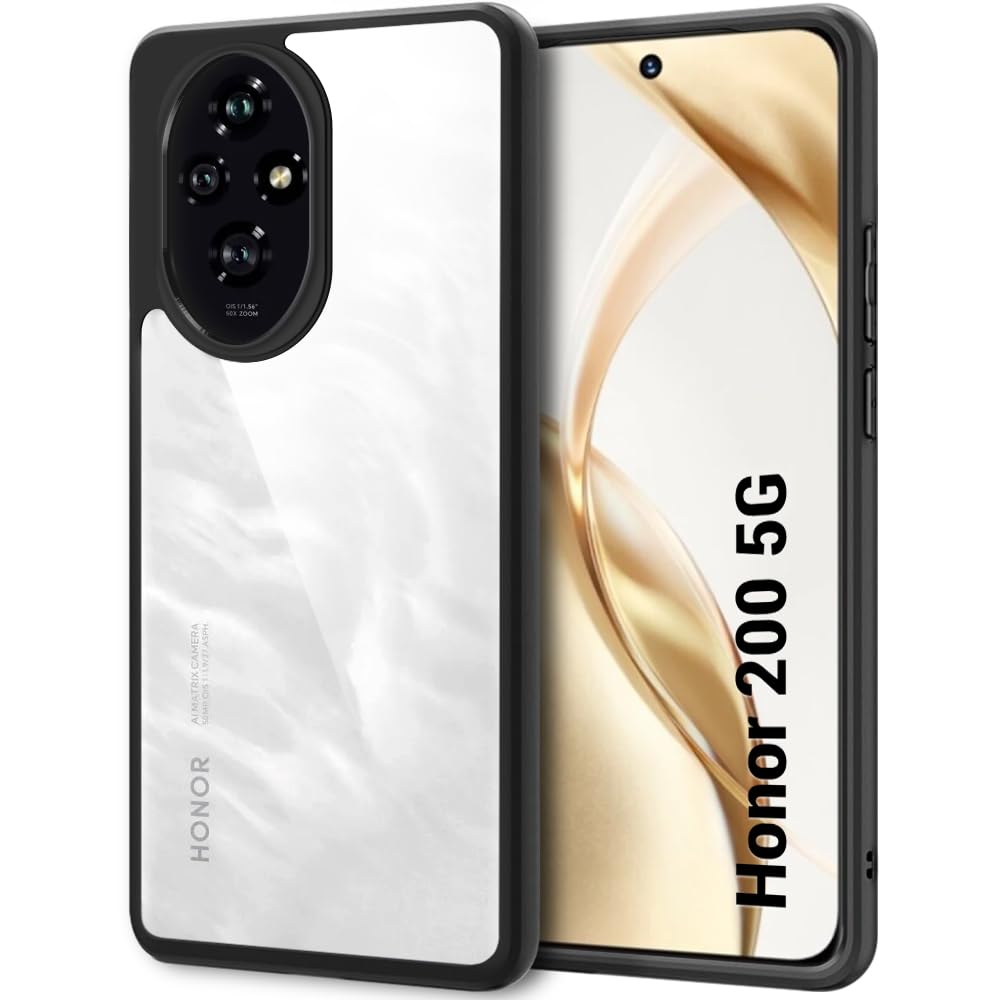 TheGiftKart Ultra-Hybrid Shockproof Sleek Armor Back Cover Case for Honor 200 5G | 360° Protection | Crystal Clear Hard Back Transparent Cover Case for Honor 200 5G (PC & TPU, Black Bumper) (B0D7HYNJ9N) Amazon Price History, Amazon Price Tracker