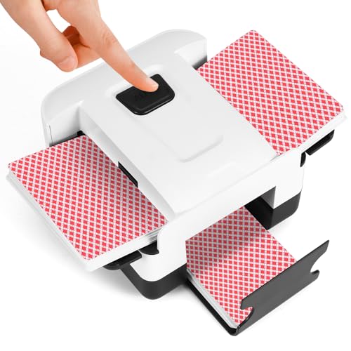 Kartenmischmaschine Elektrische, USB-aufladbarer Spielkartenmischer für 1–2 Kartendecks, geräuscharm, 2000 mAh, automatische Kartenmischmaschine für UNO, Skip Bo, Texas Hold'em, Poker, Blackjack