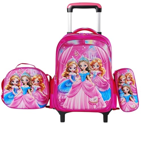 Mochila Rodinha Infantil Masculina Feminina Escolar Juvenil Reforçada crianças menino e menina (Princesas)