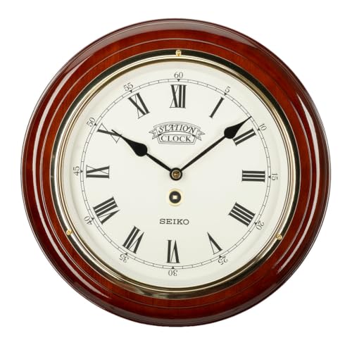Image of Seiko Wall Clock (28.2 cm x 28.2 cm x 4.4 cm, Brown, QXA144BN), Abstract, Wood