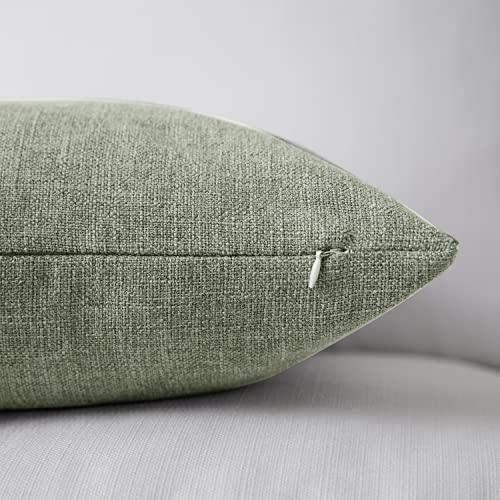Meekio Set Of 2 Dark Sage Pillow Covers 18 X 18 Inch Farmhouse Boho Decorative Throw Pillow Covers Linen Cushion Covers For Sofa Couch Décor #TOP4