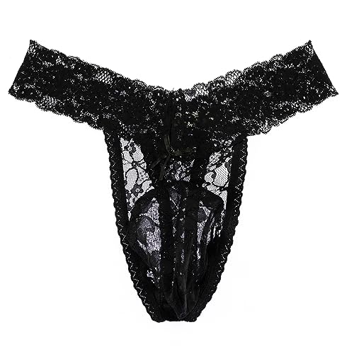 Men's Lace Sissy Pouch Panties Hipster Panty Thongs G String Bikini Briefs Lingerie Underwear T Back2