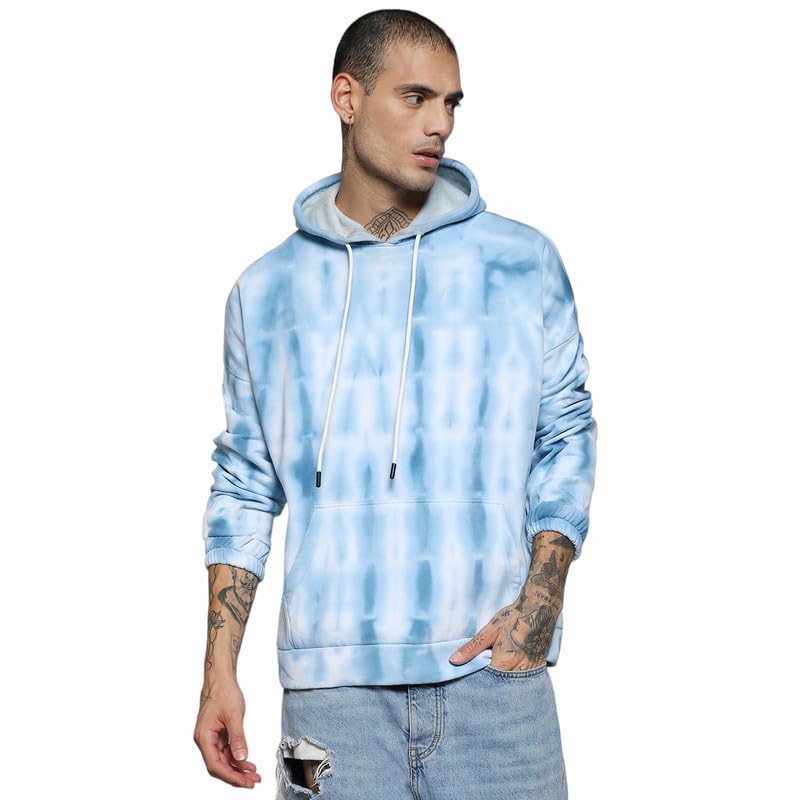 Image of CAHOOT Men's Dark Blue Zip-Front Hoodie with Contrast Drawstring for Casual Wear | Long Sleeve | Hooded Neck | Zipper Closure | Cotton Sweatshirt Crafted with Comfort Fit for Everyday Wear