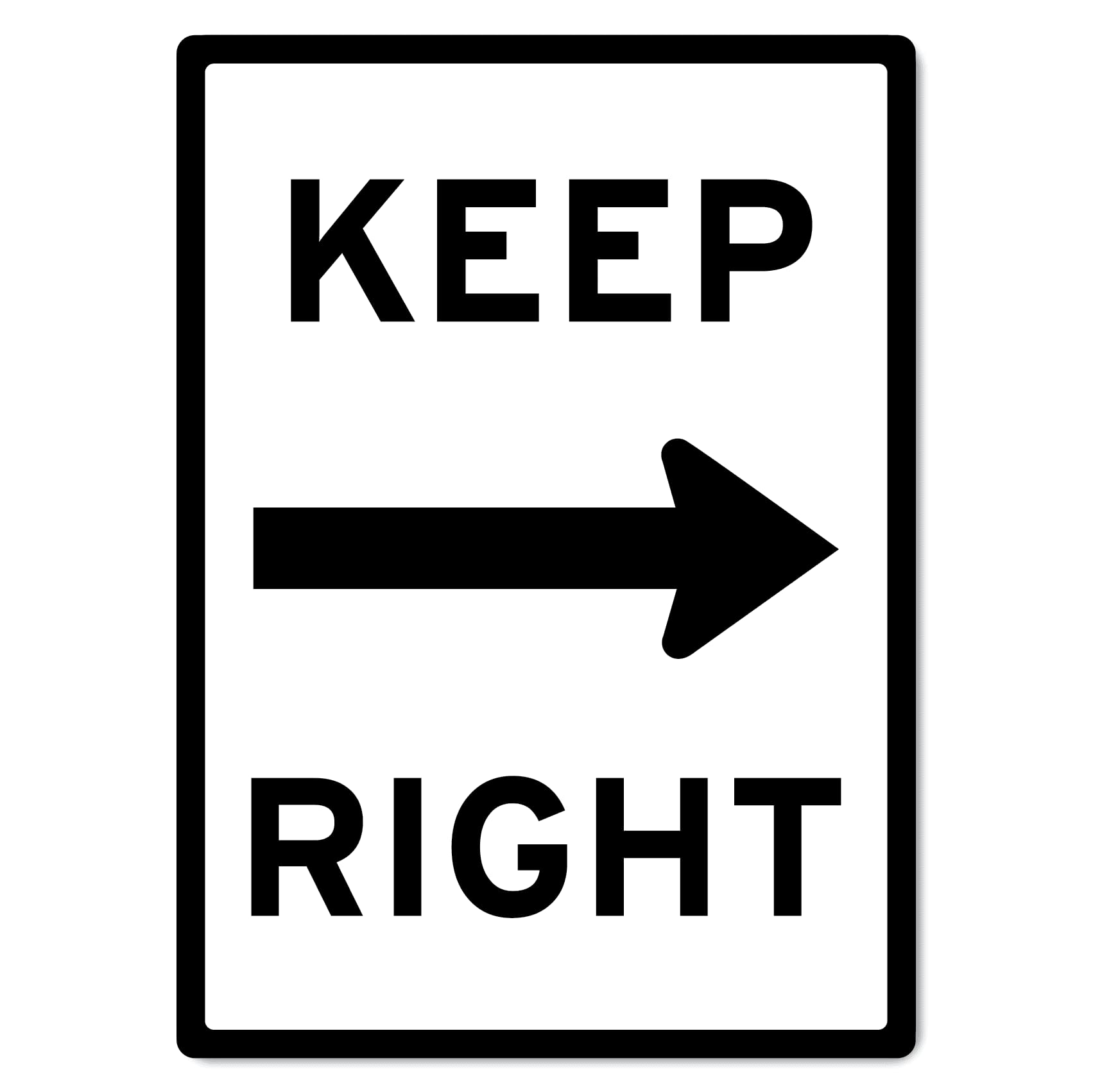 Keep Right Traffic and Parking Rust-Free Aluminum Warning Sign - Weather Resistant, Waterproof, Easy to Mount for Roadside, Mall Corridor, Warehouse, Indoor/Outdoor 12x8 inch​