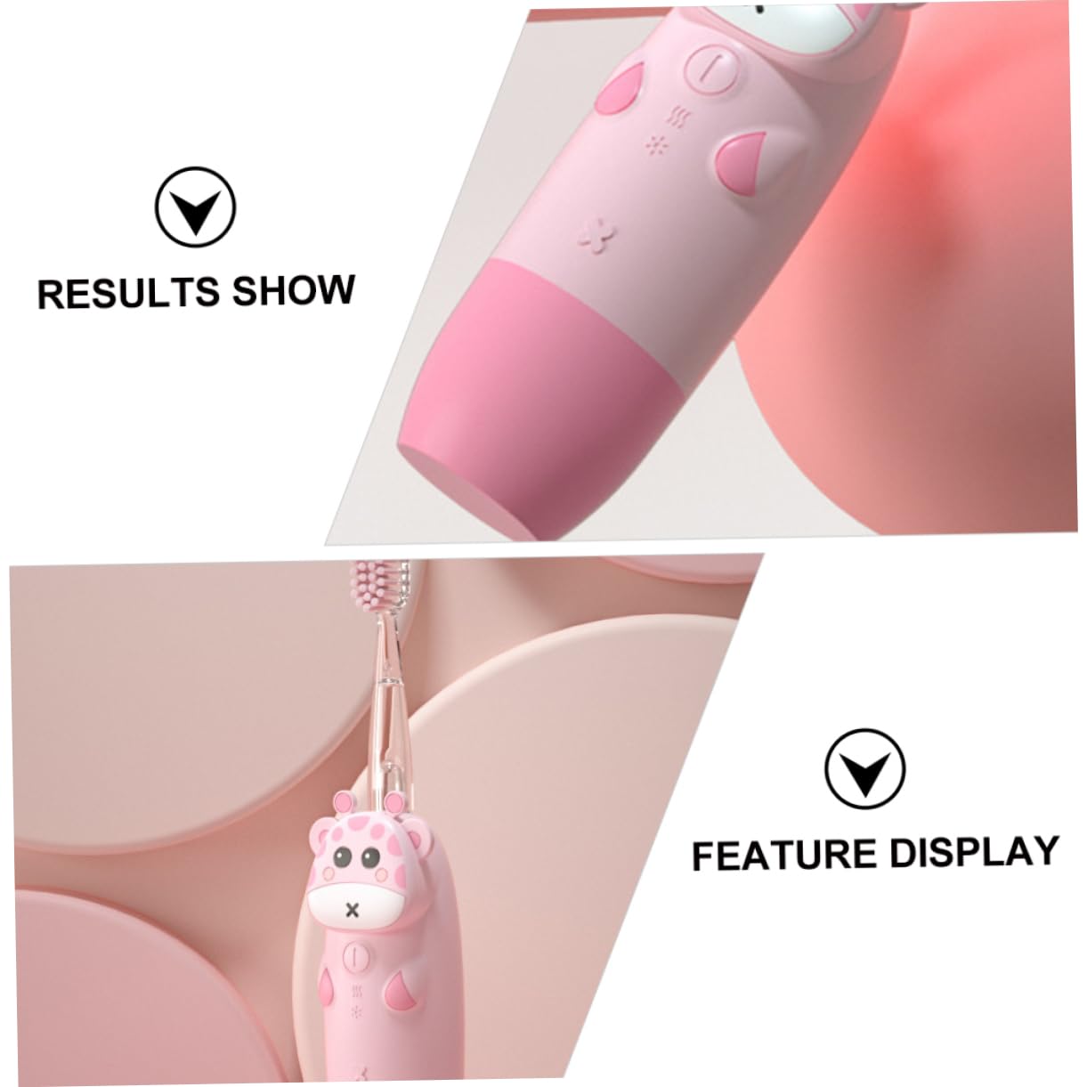 ORFOFE Elektrische Kinderzahnbürste Satz Rosa aus Silikon Undpc mit Verstellbarer Putzfrequenz für Babys und Kinder zur Sanften Zahnpflege