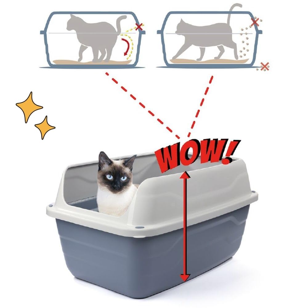 XXL Extra hohe Katzentoilette offene Katzenklo mit hohem Rand ohne Deckel große Katzentoilette offen Katzenklo hoher Rand