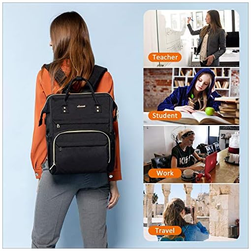 Laptop Backpack for Women Fashion Travel Bags Business Computer Purse Work Bag with USB Port, Black, 17-Inch - Image 6
