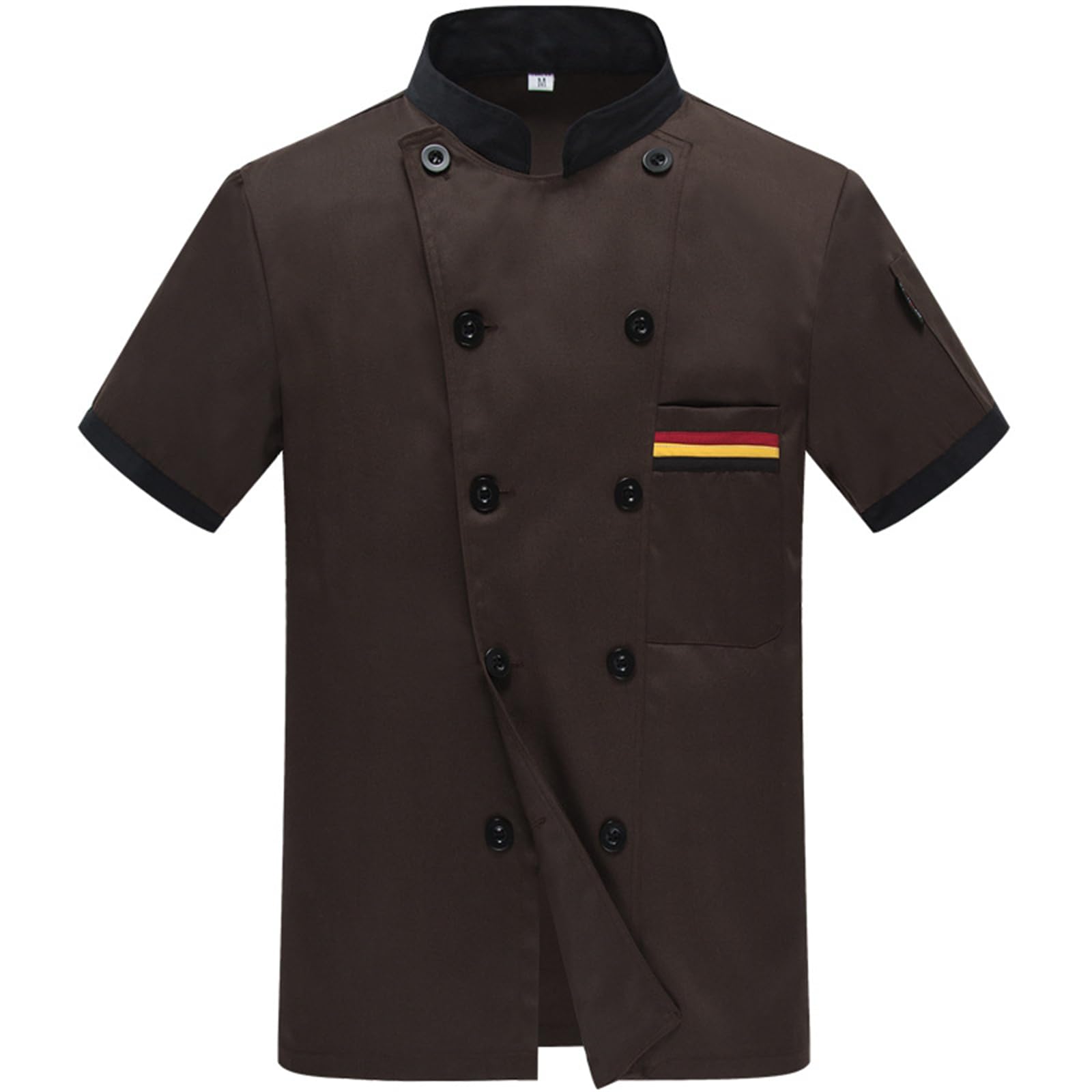 Men's Chef Coat Uniform Short Sleeve Cook Jacket Restaurant Kitchen Work Breathable Clothes
