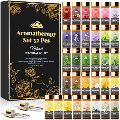 Essential Oil Set, 32 Pcs Fragrance Aromatherapy Oils for Skin, D...