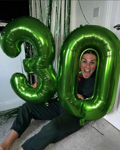 Green Number 27 Balloon 40 inch, 27 Number Balloons, 27th Green Birthday Decorations, 27 Year Old Women Men Green Party Supplies, St. Patrick's Day Games Theme Birthday Decorations - 8