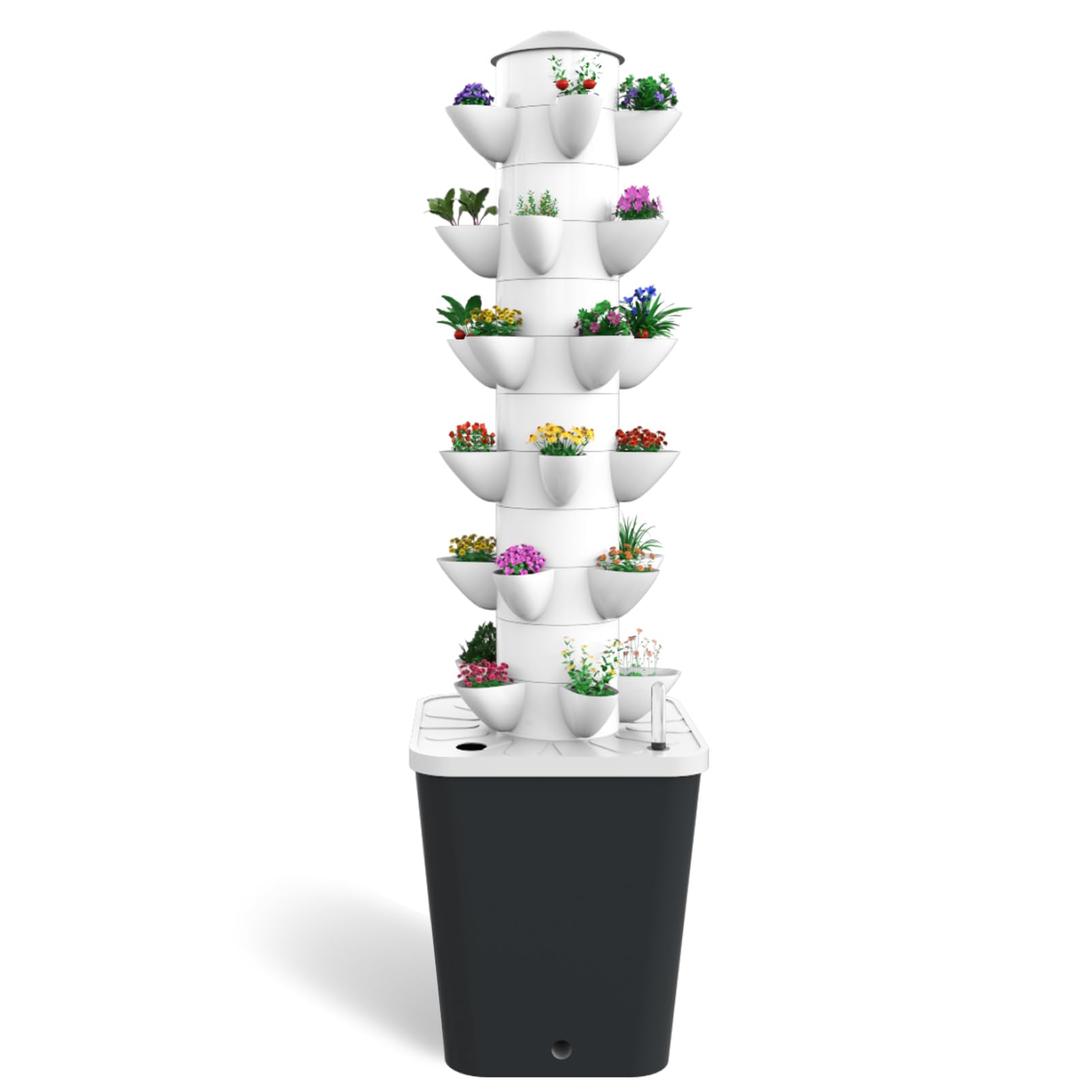 hydroponic growing system kit, 30-plant indoor garden tower with pump system, 6 layers vertical hydroponic system for vegetables, herbs and fruits