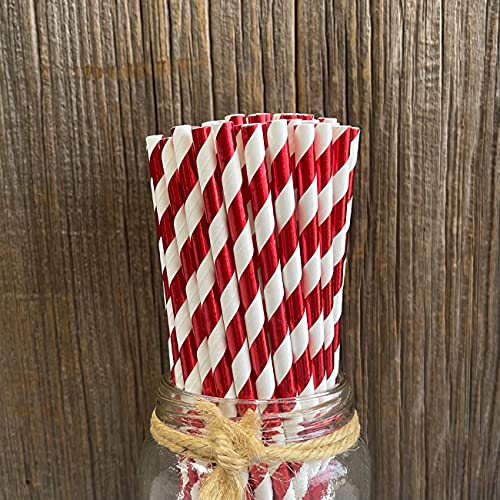 Pitillos decorativos de papel rojo y blanco 100 unidades miniatura 3
