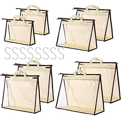CINPIUK 8 Pack Handbag Dust Bags Clear Purse Storage Organizer for Closet, Hanging Zipper Storage Bag for Handbags Cover
