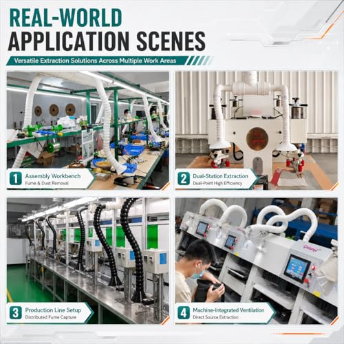 6'' Articulated Hose 3ft Long Air Extractor Flexible Duct Collector Arm with Hood for Laboratory Laser Engraver Soldering Fume Welding Marking Round Nozzle Smoke Remove Pipe by Bay Heights - Image 4