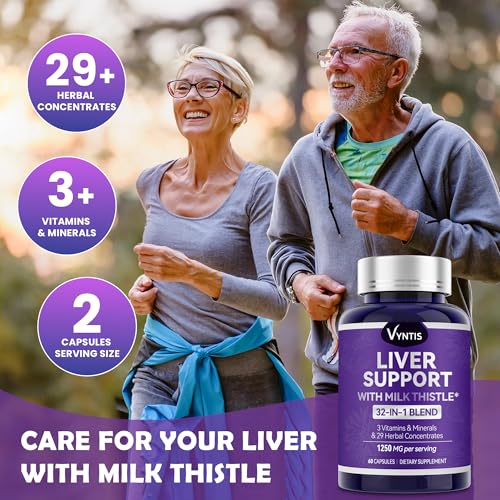 32-in-1 liver cleanse detox amp repair - liver support supplement with milk thistle artichoke extract dandelion root amp beetroot powder for liver health - 1250mg per serving 60 capsules