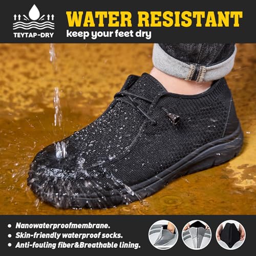 Slip On Steel Toe Shoes Men Women Waterproof Non Slip Lightweight Comfortable Walking Loafers No-Laces4