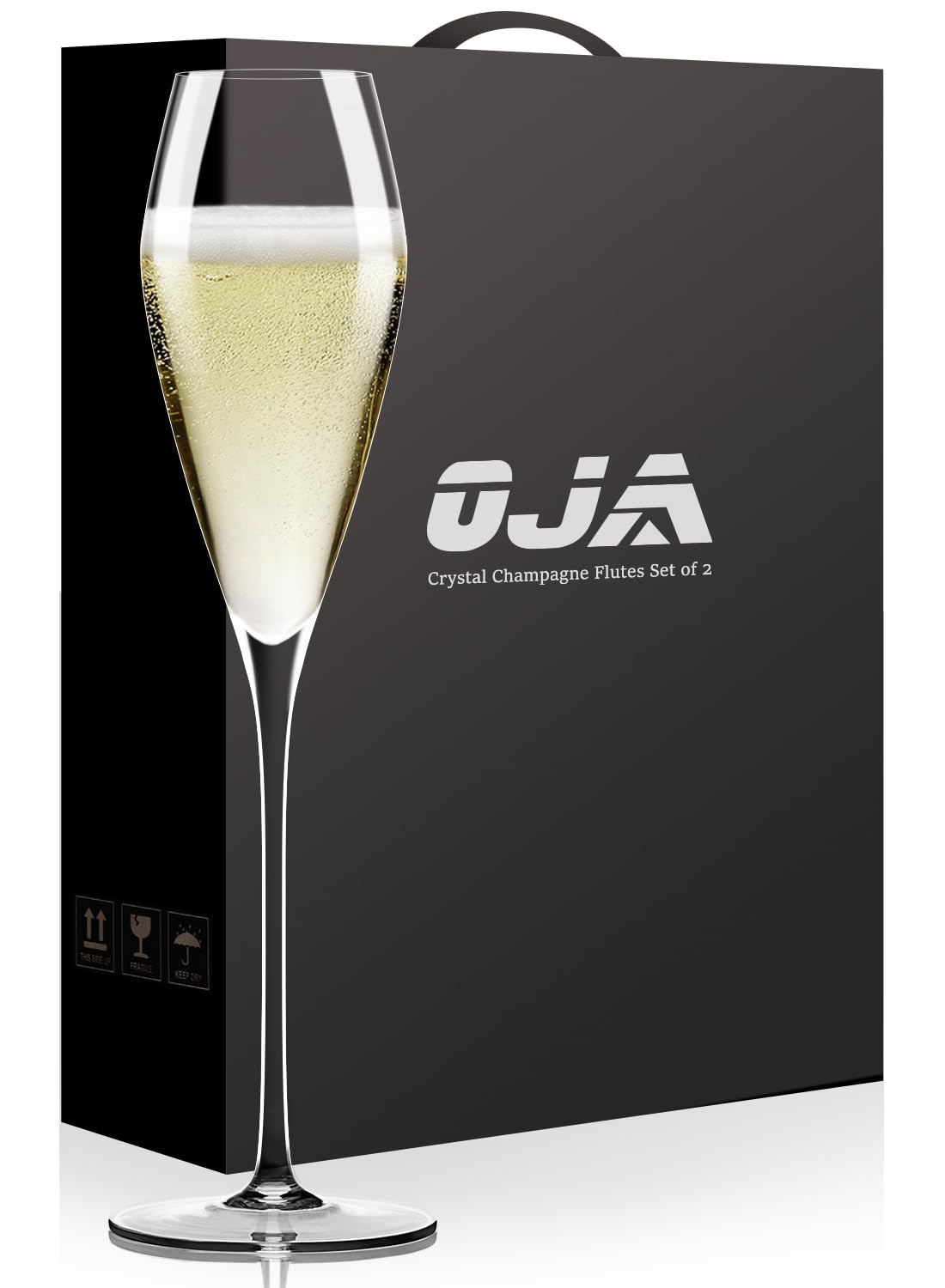 OJA Champagne Flutes - Set of 2 Hand Blown Crystal -1 OJA Champagne Flutes - Set of 2 Hand Blown Crystal -1