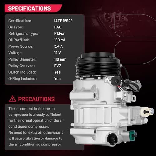 BDFHYK 639341 Air Conditioning A/C Compressor with Clutch Compatible with Toyota RAV4 2006-2012, Venza 2009-2016, V6 3.5L, Compatible with Lexus ES350 V6 3.5L 2007-2012