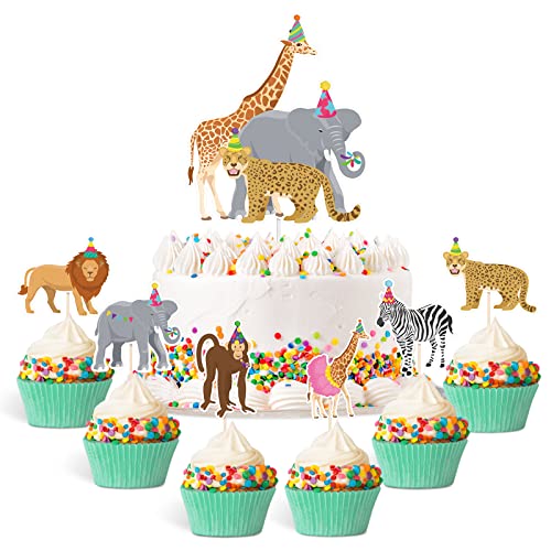 Décoration de gâteau safari lot de 49 pièces pour anniversaire enfant et baby shower sur thème jungle