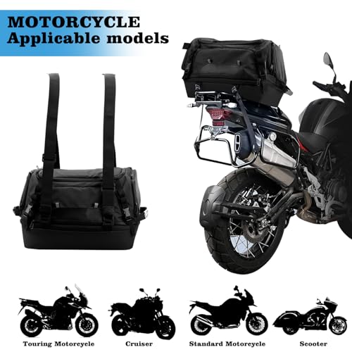 smotrcc Bolsa traseira expansível para motocicleta, bagagem de motocicleta 37L com alças de ombro e