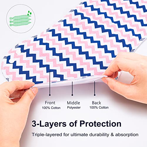 2-in-1 Burp Cloths and Baby Bibs - 6 Pack Large Super Absorbent Soft Cotton Burping Cloths for Spit Up, 3 Layers Thick Baby Burp Rags for Girls & Boys3