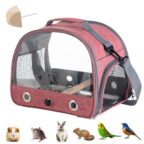 Mochila para pájaros con palo de madera, bolsa de transporte para pájaros con barra de pie y bandeja de acero inoxidable, mochila ligera para loros, con bandeja de acero inoxidable y barra de pie