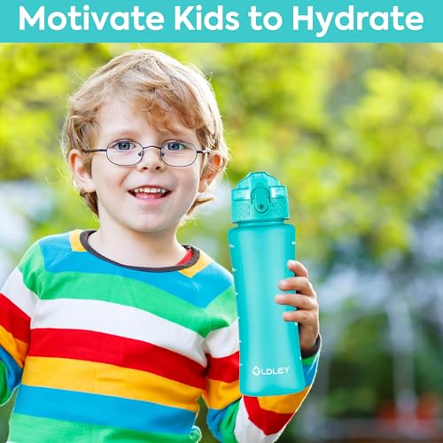 Oldley OL-TA-WB450TQ Kids Water Bottle With Straw For School Girls Boys, 15 Oz Unbreakable Leak-Proof Bpa-Free Motivational Water Bottles thumb #5
