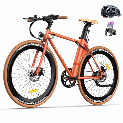 Fafrees F1 Bicicleta eléctrica, 250W Bicicleta de Carretera Eléctrica, Batería de 36 V 10 Ah, Neumáticos 700C * 38C, 25 KM/H, Alcante 40-65 KM, Bici Urbana Eléctrica Unisex Adulto (Naranja)