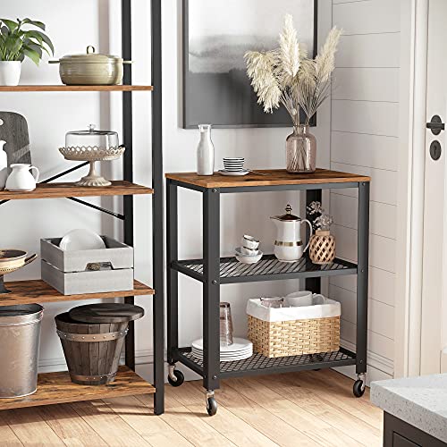 Vasagle Serving Cart, 3-Tier Bar Cart On Wheels With Storage And Steel Frame, Rustic Brown Ulrc78X #TOP2