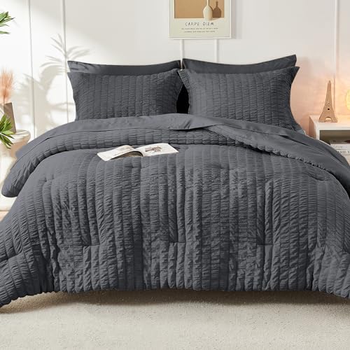 Hymokege ASIN Queen Comforter Set Seersucker 7 Pieces thumb #7