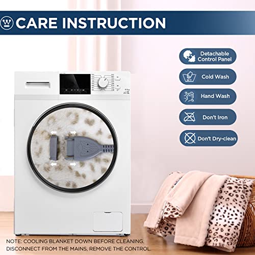 Westinghouse Heated Throw Blanket, Grey Leopard Electric Throw Blanket, Luxury Faux Fur to Flannel Reversible, 6 Heating Levels & 2-10 Hours Time Setting, Machine Washable(Throw, 50"x60")