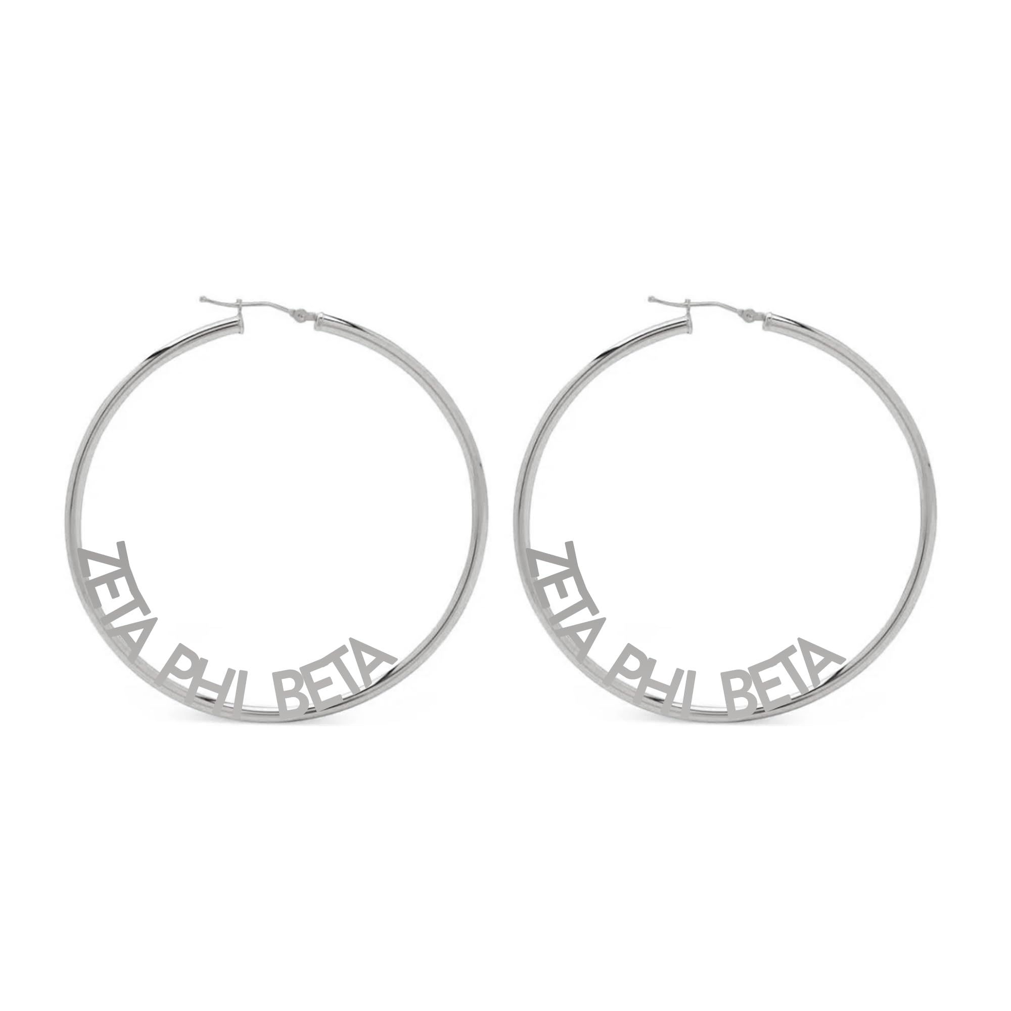 Sorority Shop Zeta Phi Beta- Hoop Silver-Plated Dainty Earrings for Women - Zeta Phi Beta Jewelry with Ideal 2" Diameter Hoops - Zeta Phi Beta Gifts