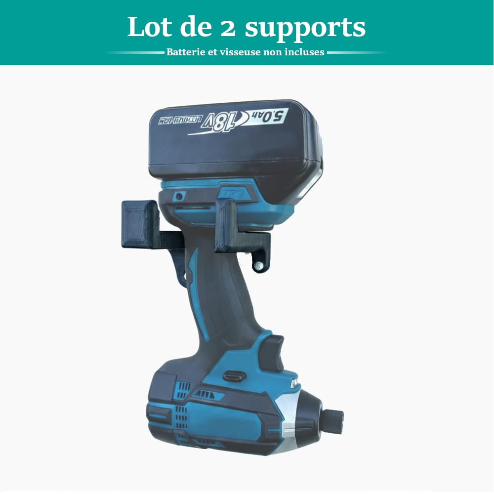 Offre Éco x2 - Support mural pour perceuse et visseuse - Fixation murale atelier/garage/camion