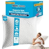 Xtreme Comforts Standard Bed Pillow for Sleeping | Adjustable Shredded Memory Foam Pillows with...