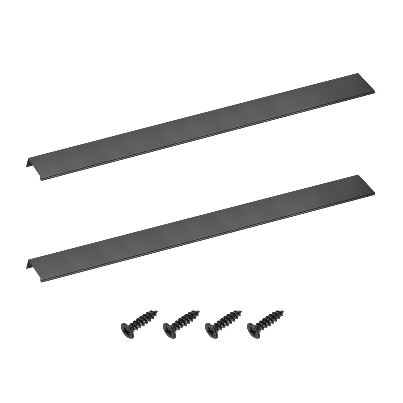 sourcing map Cabinet Finger Edge Pull, 2pcs 600mm / 23.62" Aluminum Alloy Back Mount Hidden Drawer Edge Handles, Modern Concealed Tab Pulls for Home Kitchen Furniture, Black — image 1