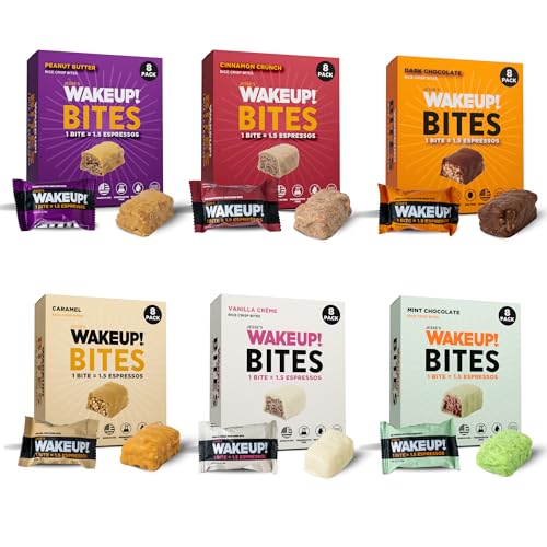 Image of WAKE UP! Caffeinated Protein Bites, Variety Pack, 6 Flavors (48 Bites)