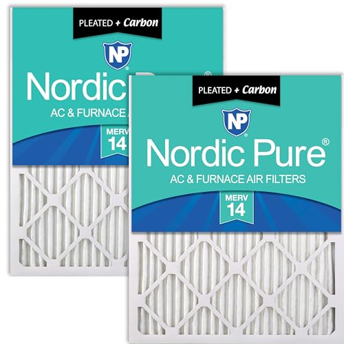 Nordic Pure 20x24x1 (19 1/2 x 23 7/16 x 3/4) Pleated Air Filters MERV 14 Plus Carbon 2 Pack