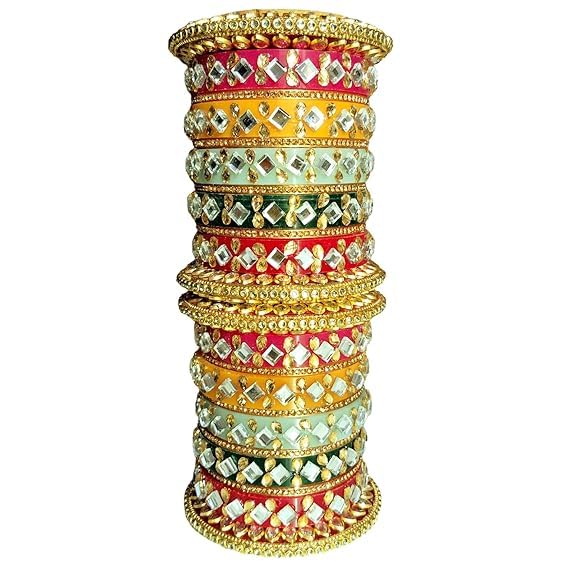 Womens Beautiful Rajwadi Rajasthani Style with Mirror Work Multicolour Chuda/Bangles Set (Multicolor-2-10) (B0DGGCZ1S1) Amazon Price History, Amazon Price Tracker